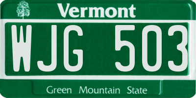 VT license plate WJG503