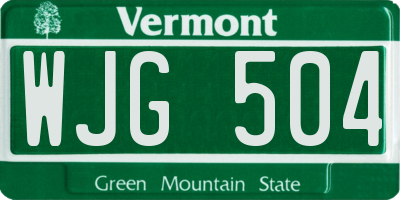 VT license plate WJG504