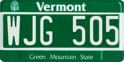 VT license plate WJG505