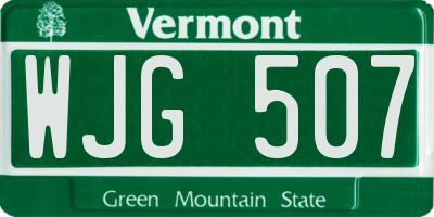 VT license plate WJG507