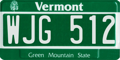 VT license plate WJG512