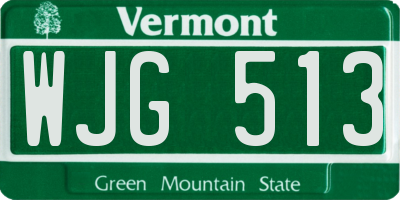 VT license plate WJG513
