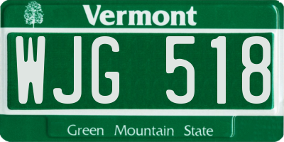 VT license plate WJG518