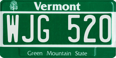 VT license plate WJG520