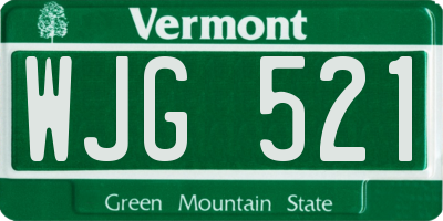VT license plate WJG521