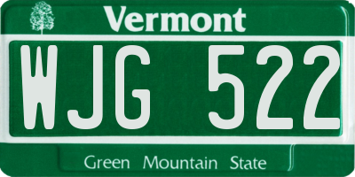 VT license plate WJG522