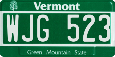 VT license plate WJG523