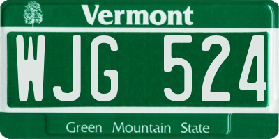 VT license plate WJG524