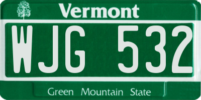 VT license plate WJG532
