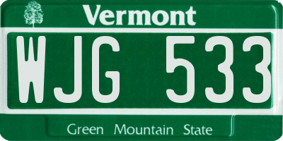 VT license plate WJG533