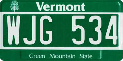VT license plate WJG534