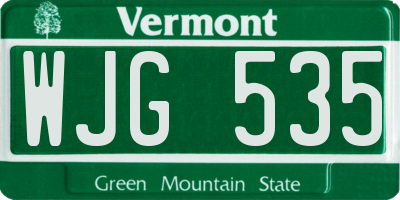 VT license plate WJG535