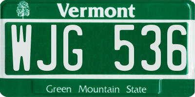 VT license plate WJG536