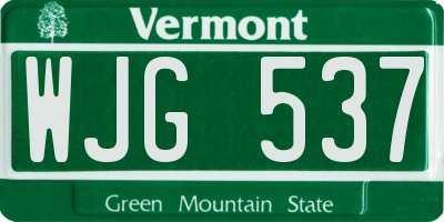 VT license plate WJG537