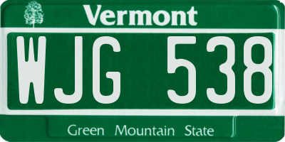 VT license plate WJG538