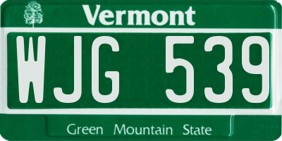 VT license plate WJG539