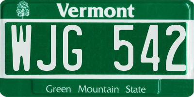 VT license plate WJG542