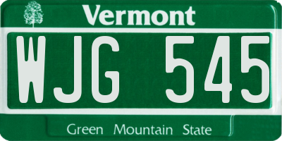 VT license plate WJG545