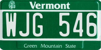VT license plate WJG546