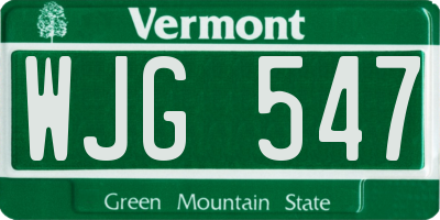VT license plate WJG547