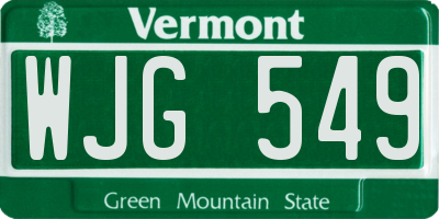 VT license plate WJG549