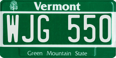 VT license plate WJG550