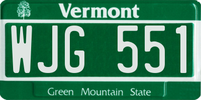 VT license plate WJG551