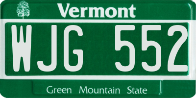 VT license plate WJG552