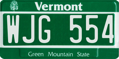VT license plate WJG554
