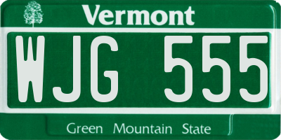 VT license plate WJG555