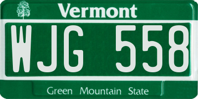 VT license plate WJG558