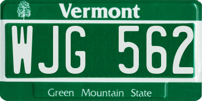 VT license plate WJG562