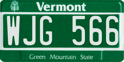 VT license plate WJG566