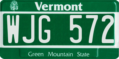 VT license plate WJG572