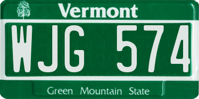 VT license plate WJG574
