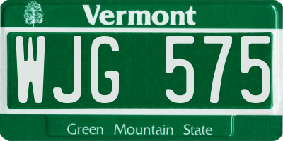 VT license plate WJG575