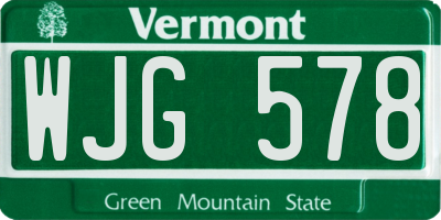 VT license plate WJG578