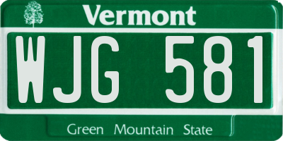 VT license plate WJG581
