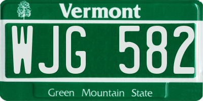 VT license plate WJG582