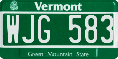 VT license plate WJG583