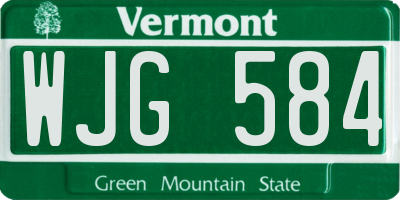 VT license plate WJG584