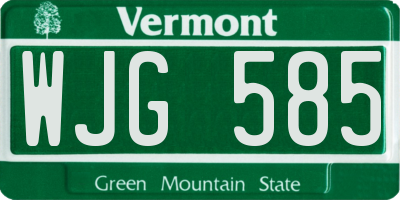 VT license plate WJG585