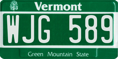 VT license plate WJG589