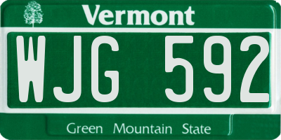 VT license plate WJG592