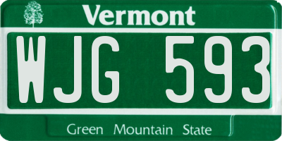 VT license plate WJG593