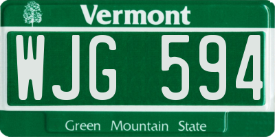 VT license plate WJG594