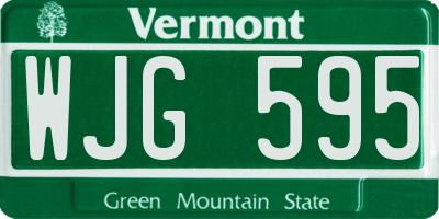 VT license plate WJG595