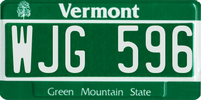 VT license plate WJG596