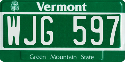VT license plate WJG597