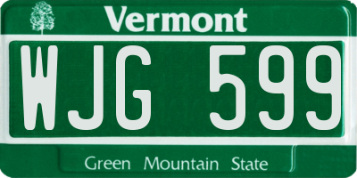 VT license plate WJG599